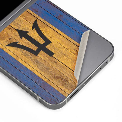 Barbados Flag Dark Wood Galaxy Z Flip6 Skin